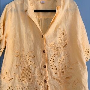 Magaschoni Light Orange Embroidered Button-Down Shirt
